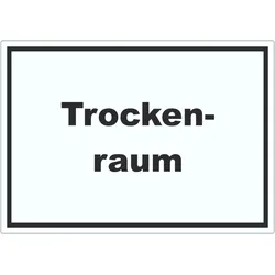 Trockenraum Aufkleber mit Text Wäsche trocknen waagerecht A9 (37x52mm)