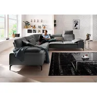 Ecksofa W.SCHILLIG "valentinoo, Designsofa, elegant und bequem, L-Form", grau (anthrazit z69), B:318cm H:83cm T:298cm, Longlife Xtra-Leder Z69: Das feinnarbige, gedeckte Softleder Z69 besticht durch seine außergewöhnliche Weichheit im trendigen u00bbVintage-Looku00ab, Hautstärke 0, 9 - 1, 1 mm, Sofas, mit Sitztiefenverstellung, Breite 318 cm