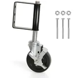 QUBEBU Torbeschlag Gefederte Laufrolle für Schiebetore Lenkrollen mit Bremse, Möbelrolle (1x Lenkrolle mit Schrauben, 1x Schrauben- und Mutternzubehör., 1 St) schwarz