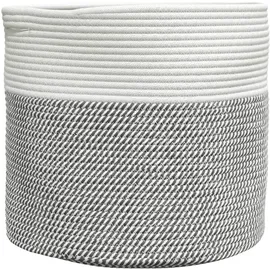 vidaXL Aufbewahrungskorb Grau und Weiß Ø40 x 35 cm Baumwolle
