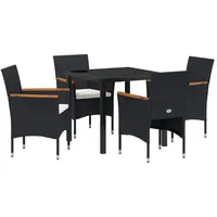 VidaXL 5-teiliges Garten-Essset Schwarz Poly Rattan