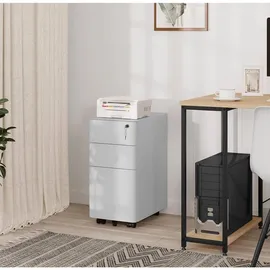 Woltu Rollcontainer, Weiß, Metall, 3 Schubladen Rechteckig, 30x60x45 cm, Arbeitszimmer, Container
