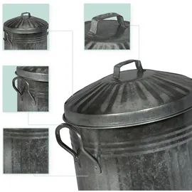 Relaxdays Ascheeimer Metall 10L mit Deckel Silber