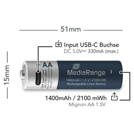 MediaRange Akku AA 1400 mAh 4 St.