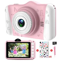 Kinderkamera - Digitalkamera, mit 3,5-Zoll-Großbildschirm 1080P HD 12MP Eingebaute 32GB SD-Karte USB Wiederaufladbare Selfie Kamera für 3-10 Jahre Alter Mädchen Geburtstag Kinder Spielzeug, Rosa