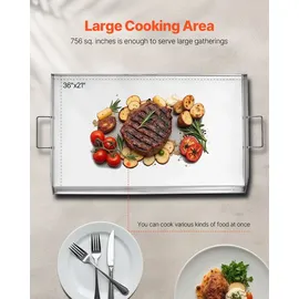 Vevor Grillpfanne 910 x 525 mm Edelstahl weiß