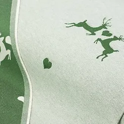 Jacquard "Hirsche & Herzen", grün/natur