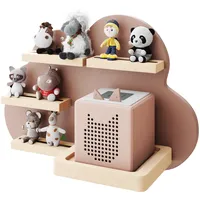 KD Essentials – Tonie-Regal, Display für Lautsprecher und Figuren (Kinderzimmer-Wandregal aus FSC-Holz, hält eine Toniebox und viele Tonies mit Magnethalterungen, schönes Wolkendesign, rosa)