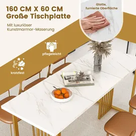 Costway Esszimmertisch 160 x 76 x 60 cm Weiß/Gold
