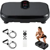 Vibrationsplatte, Rüttelplatte Sport für Zuhause mit Fernbedienung und Widerstandsbändern,120 Leistungsstarke Einstellbare Geschwindigkeiten,300KG Tragkraft,Fettverbrennung & Muskelaufbau