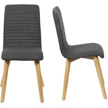 Home Affaire 4-Fußstuhl HOME AFFAIRE "Arosa Esszimmerstuhl, Polsterstuhl, Küchenstuhl, Speisestuhl, Essstuhl", grau (anthrazit, natur), B:49,5cm H:90,5cm T:58cm, Massivholz, Polyester, Sperrholz, Stühle, 2er-Set, Beine aus Massivholz Eiche oder Buche, mit gestepptem