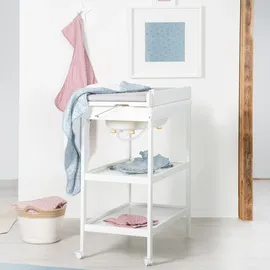 roba Bade Wickel Kombination + Wickelauflage Style grau - Mobiler Kombi Wickeltisch mit integrierter Badewanne - mit schwenkbarer Wickelfläche - Holz weiß