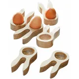 Loberon Eierbecher 6er Set Nante, Mangoholz, H/B/T ca. 2.5/6/12.5 cm, braun