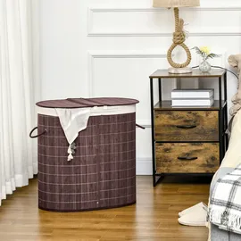 Homcom Wäschekorb 100L mit Deckel 2 Wäschesäcken Braun