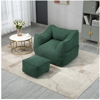 MODFU Sitzsack Lazy Sofa, Schaukelstuhl mit hoher Rückenlehne, mit Fußhocker (Couchsessel für Erwachsene und Kinder, für drinnen und draußen) grün