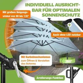Kesser Ampelschirm LED Solar Ø 350 cm Hellblau