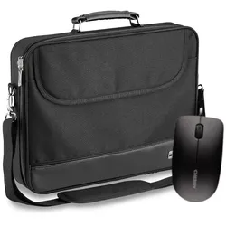 PEDEA Laptoptasche 17,3 Zoll BLACKLINE + CHERRY MC 1000 Maus Notebook Umhängetasche mit Schultergurt, schwarz