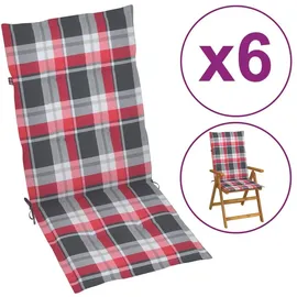 vidaXL Hochlehner Auflage 120 x 50 x 4 cm rot kariert 6 St.