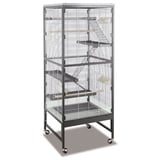 Montana Cages Kleintierkäfig Sevilla I - Antik/Platinum, Der Nagerkäfig kommt mit Futter/Wassernäpfen, Plattformen und Leitern. grau