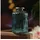 MARELIDA Mini Glas Vase mit Rillen für Blumen Glasflasche mit Goldrand blau