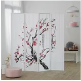 Homestyle4u 4-tlg. Paravent in Weiß 176x175 cm 277