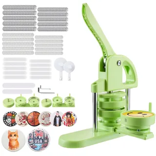 Vevor Buttonmaschine Knopfmachermaschine Badge Punch Press 58/75 mm, Pinmaker mit200 Knopfteilen & Kreisschneider & verstärkter ergonomischer Griff, DIY Badge Press Machine Button Maker (Grün(58/75