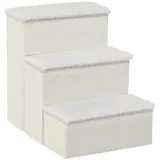 Haustiertreppe Faltbare Katzentreppe Hundetreppe 3 Stufen Mit Stauraum Für Katzen Und Hunde Mdf Weiß 40x54x48cm  on-site