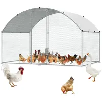 Vevor Hühnerstall, 3 x 2 x 2 m Hühnerhaus Freilaufgehege mit Sonnenschutzdach PE-Plane, Stahl Kleintierstall Hühnerhaus Dach Geflügelstall Hühnerkäfig für Hühner, Enten, Gänse, Kaninchenn usw.