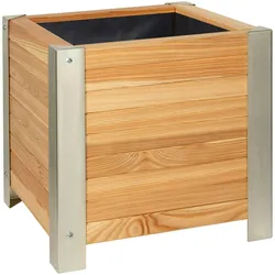 Wilk Pflanzgefäß Lärche, Quadrat, silber-alu