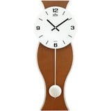 MPM Quality Design Pendeluhr Wanduhr, Dunkle Wanduhr Holz, hochwertige Verarbeitung aus Holz und Glas, Elegante Wanduhr modern, präziser Quarz-Schrittmotor, große Wanduhr mit Pendel, Wohnzimmeruhren