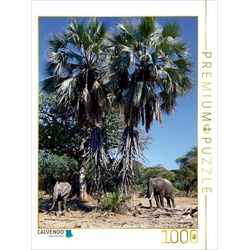CALVENDO Puzzle CALVENDO Puzzle Elefanten unter Palmen, Afrika 1000 Teile Lege-Größe 48 x 64 cm Foto-Puzzle Bild von Wibke Woyke, 1000 Puzzleteile