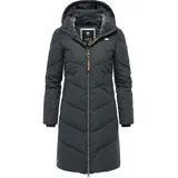 Ragwear Damen Wintermantel warmer wasserdichter Steppmantel lang mit abnehmbarer Kapuze Rebelka Dark Grey22 Gr. S - S