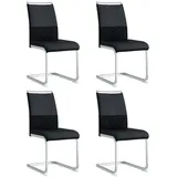 Flieks Freischwinger (Set, 4 St), 4er Set Esszimmerstuhl Polsterstühle Kunstleder und Leinen schwarz