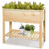 Costway Hochbeet mit Ablage 92 x 41 x 81 cm Natur