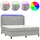 vidaXL Boxspringbett mit Matratze & LED Hellgrau 180x200 cm Stoff