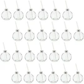 Novaliv 24x Tassen Glühwein 400 ml Personalisierte Weihnachtstasse mit Trinkhalm - Weihnachtskugel als Glühweinbecher - Christbaumkugel Motiv Tasse Tannenbaum Kugel Weihnachtstassen Handwärmer Mugs