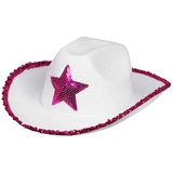Boland 54376 - Hut Rodeo Star, pink-weiß, für Erwachsene, Cowboyhut mit Pailletten, Cowgirl, Karneval, Fasching, Fastnacht, Halloween, Mottoparty