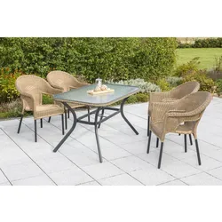 Gartenmöbel Set 5-tlg. Ravenna Metall/Kunststoffgeflecht
