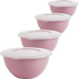 Centi 4er Set Schüssel mit Deckel 5l ideal für Salat - Teig, Pastellrosa, Ø Rosa