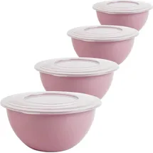 Centi 4er Set Schüssel mit Deckel 5l ideal für Salat - Teig, Pastellrosa, Ø Rosa