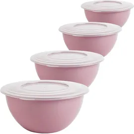 Centi 4er Set Schüssel mit Deckel 5l ideal für Salat - Teig, Pastellrosa, Ø Rosa