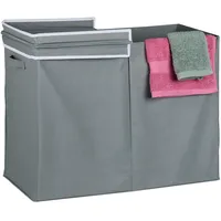 Relaxdays Wäschekorb mit Deckel, 100 l, faltbar, Stoff, Wäschesammler Bad & Schlafzimmer, HxBxT: 50 x 68 x 34 cm, grau