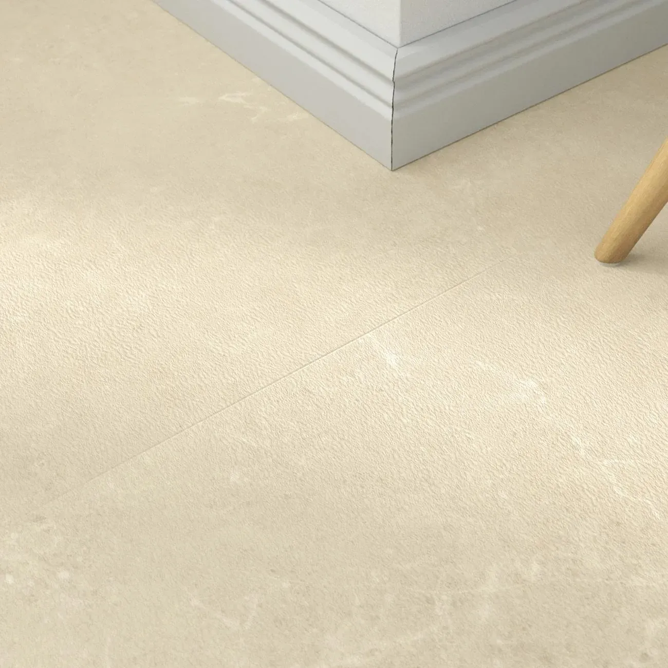 Klick-Vinyl Stone Silk beige – inkl. Dämmung & Fußleisten