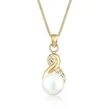 Elli Halskette Infinity Perle mit Kristalle 925 Sterling Silber Gold