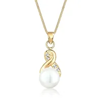 Elli Halskette Infinity Perle mit Kristalle 925 Sterling Silber Gold