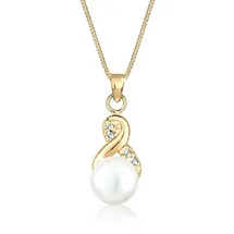 Elli Halskette Infinity Perle mit Kristalle 925 Sterling Silber Gold