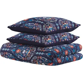 Beliani 2-tlg Bettwäsche-Set MADRONA Baumwollsatin 135 x 200 cm, Dunkelblau