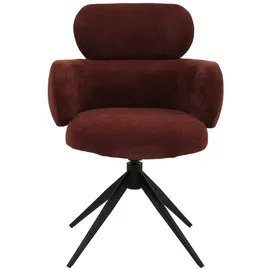 Mendler 6er-Set Esszimmerstuhl HWC-O77, Küchenstuhl Stuhl, drehbar Auto-Return, Stoff (310g/m2) Chenille Öko-Tex~ rotbraun