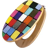 Banjado Design WC Sitz Bambus Toilettendeckel Toilettensitz Bambus Holz Klodeckel WC-Sitz Universal Scharnieren Motiv Bunte Kreide