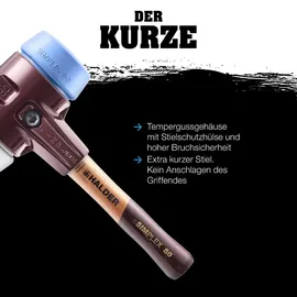 Halder Simplex Schonhammer Ø 80 mm Gummi TPE-mid grau mit Standfuß und Extra kurzem Stiel Termpergussgehäuse